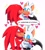 Size: 1843x2048 | Tagged: safe, artist:violetmadness7, knuckles the echidna, rouge the bat, duo, kiss, kiss on cheek, knuxouge, shipping, straight