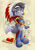 Size: 511x723 | Tagged: safe, artist:kureejiilea, lupe the wolf, wolf, abstract background, female, hand on hip, looking at viewer, smile, solo, standing