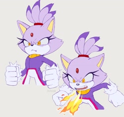Size: 2836x2677 | Tagged: safe, artist:hikariviny, blaze the cat, angry, breathing fire, solo