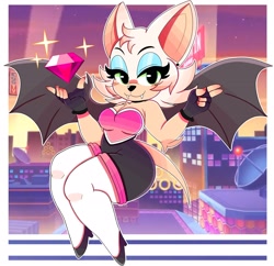 Size: 3100x3000 | Tagged: safe, artist:wirelessshiba, rouge the bat, chaos emerald, rouge's heart top, solo