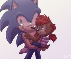 Size: 1200x1000 | Tagged: safe, artist:pesky-pincushion, sonia acorn, sonic the hedgehog, duo