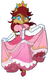 Size: 1763x2753 | Tagged: safe, artist:genisay, sally acorn, cosplay, crossover, princess peach, solo