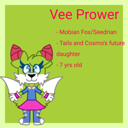 Size: 1280x1280 | Tagged: safe, artist:bluedeerfox14, hybrid, fankid, gloves, parent:cosmo, parent:tails, shirt, shoes, skirt, solo, two tails
