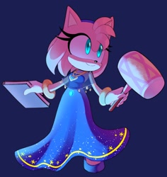 Size: 1526x1614 | Tagged: safe, artist:toonsite, amy rose, hammer, solo, spellbook