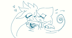 Size: 1470x788 | Tagged: safe, artist:icy-cream-24, espio the chameleon, silver the hedgehog, 2020, :>, blushing, cute, duo, espibetes, eyes closed, frown, gay, heart, holding each other, hugging, monochrome, shipping, silvabetes, silvio, simple background, sketch, tears of happiness, white background