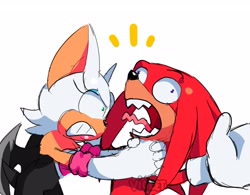 Size: 4096x3201 | Tagged: safe, artist:violetmadness7, knuckles the echidna, rouge the bat, duo, simpsons did it, strangling