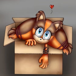 Size: 1080x1080 | Tagged: safe, artist:cyngawolf, sticks the badger, box, cute, female, gradient background, heart, looking at viewer, smile, solo, stickabetes