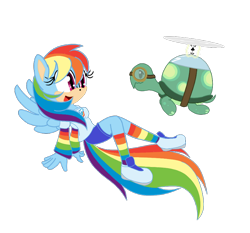 Size: 840x784 | Tagged: dead source, safe, artist:13throse, duo, flying, looking at each other, mobianified, my little pony, pegasus, pony, rainbow dash, simple background, smile, tank the tortoise, tortoise, transparent background