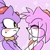 Size: 1280x1280 | Tagged: safe, artist:sonicfan016073, amy rose, blaze the cat, cat, hedgehog, 2023, amy x blaze, amy's halterneck dress, blaze's tailcoat, blushing, clothes, cute, dress, eyes closed, female, females only, hearts, lesbian, mouth open, question mark, shipping