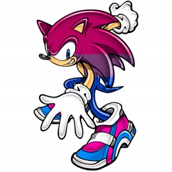 Size: 2048x2048 | Tagged: safe, editor:6unamalh, sonic the hedgehog, bisexual, bisexual pride, edit, pride, pride flag, simple background, soap shoes, solo, trans male, trans pride, transgender, white background