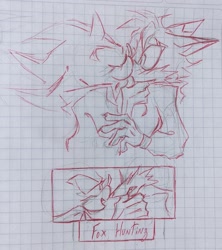 Size: 1821x2048 | Tagged: safe, artist:saturnlevite, miles "tails" prower, shadow the hedgehog, 2023, aged up, blushing, duo, eyes closed, gay, holding them, kiss, lidded eyes, looking at each other, older, panels, scene parody, shadails, shipping, sonic boom (tv), traditional media