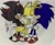 Size: 2048x1689 | Tagged: safe, artist:mxlyzone, miles "tails" prower, shadow the hedgehog, sonic the hedgehog, age difference, gay, holding hands, holding them, kiss, polyamory, shadow x sonic, shadow x tails, shipping, signature, smile, sonadails, sonic x tails, standing, traditional media, trio