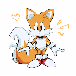 Size: 1925x1925 | Tagged: safe, artist:lowpolysonic, miles "tails" prower, sonic mania adventures, classic tails, cute, heart, looking at viewer, simple background, smile, solo, standing, tailabetes, white background