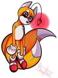 Size: 900x1200 | Tagged: safe, artist:heroalfred, tails doll, 2018, dark bags under eyes, eye twitch, looking at viewer, red eyes, signature, simple background, solo, transparent background