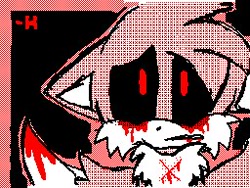 Size: 256x192 | Tagged: safe, artist:spaazledazzle, miles "tails" prower, oc, oc:tails.exe, 2013, black sclera, bleeding, bleeding from eyes, bleeding from mouth, blood, floppy ears, injured, looking offscreen, scratch (injury), solo, wound