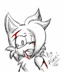Size: 600x686 | Tagged: safe, artist:silveralchemist09, miles "tails" prower, 2020, :), bleeding, bleeding from mouth, blood, clenched teeth, crying, deviantart watermark, hair over one eye, injured, older, scratch (injury), signature, simple background, sketch, solo, tears, tears of pain, teenager, white background, wound
