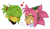 Size: 1007x579 | Tagged: safe, artist:splattbleach, amy rose, tekno the canary, 2023, blushing, duo, eyes closed, fleetway amy, grin, head only, heart, lesbian, shipping, simple background, smile, teknamy, white background