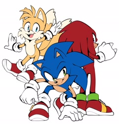Size: 1977x2048 | Tagged: safe, artist:meanbeanzone, knuckles the echidna, miles "tails" prower, sonic the hedgehog