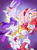 Size: 827x1108 | Tagged: safe, artist:smsskullleader, amy rose, blaze the cat, cat, hedgehog, 2015, alternate version, amy x blaze, amy's halterneck dress, back to back, blaze's tailcoat, dress, female, females only, fire, flame, hammer, lesbian, piko piko hammer, shipping