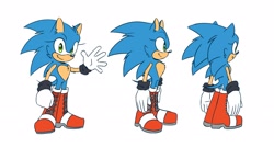 Size: 2048x1094 | Tagged: safe, artist:syrcaii, sonic the hedgehog, 2023, alternate universe, au:resonance, boots, edit, nonbinary, smile, solo, standing, team sonic racing overdrive