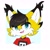 Size: 1551x1551 | Tagged: safe, artist:syrcaii, miles (anti-mobius), fox, 2023, abstract background, bust, cute, ear fluff, eyeshadow, lidded eyes, looking at viewer, male, milesabetes, mouth open, one fang, open smile, smile, smiling at viewer, solo