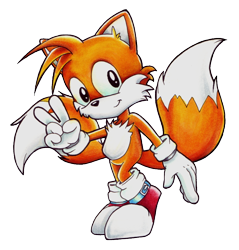 Size: 816x855 | Tagged: safe, artist:tavington, miles "tails" prower, 2010, classic tails, cute, looking at viewer, simple background, smile, standing, tailabetes, transparent background, v sign