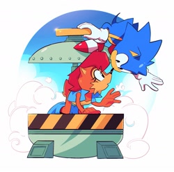 Size: 1813x1796 | Tagged: safe, artist:jadepesky, sally acorn, sonic the hedgehog, sally's vest and boots