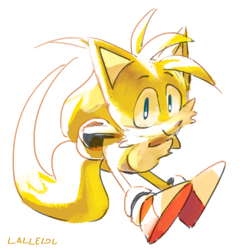 Size: 1500x1500 | Tagged: safe, artist:lallelol, miles "tails" prower, 2020, classic tails, cute, hands behind back, looking at viewer, signature, simple background, smile, solo, tailabetes, white background
