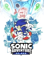 Size: 320x426 | Tagged: safe, artist:damnboi2023, amy rose, big the cat, chaos, e-102 gamma, knuckles the echidna, miles "tails" prower, robotnik, sonic the hedgehog, sonic adventure, alternate version, box art, english text, logo, remake