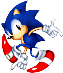 Size: 950x1106 | Tagged: safe, artist:meanbeanman, sonic the hedgehog, sonic adventure, 2022, classic sonic, classic style, looking at viewer, pointing, posing, simple background, smile, solo, transparent background