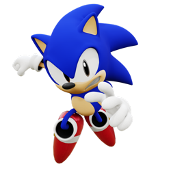 Size: 1280x1280 | Tagged: safe, artist:peppermint08, sonic the hedgehog, 2023, 3d, classic sonic, clenched teeth, grey eyes, looking at viewer, reaching towards the viewer, simple background, sonic rivals, transparent background