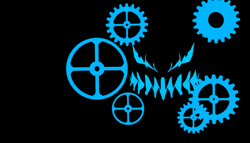 Size: 640x365 | Tagged: safe, artist:unfavorablesnacks, alternate version, black background, cogwheel, looking at viewer, simple background, solo, sonic generations, time eater, wallpaper