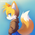 Size: 2048x2048 | Tagged: safe, ai art, artist:mobians.ai, miles "tails" prower, blushing, gradient background, hoodie, lidded eyes, looking at viewer, prompter:taeko, side view, skirt, smile, solo, standing, trans female, transgender