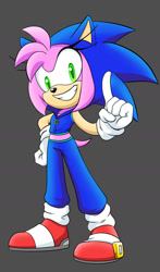 Size: 1080x1836 | Tagged: safe, artist:humancartoonart, amy rose, sonic the hedgehog, cosplay