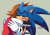 Size: 1026x718 | Tagged: safe, artist:risziarts, chris thorndyke, sonic the hedgehog, hedgehog, human, sonic x, duo, eyes closed, grey background, hugging, male, sad, signature, simple background, smile, standing