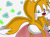 Size: 639x479 | Tagged: safe, artist:hydrocityzone, miles "tails" prower, abstract background, butt, featureless butt, looking back, mouth open, open smile, smile, solo, standing