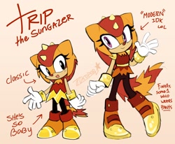 Size: 1600x1318 | Tagged: safe, artist:pukopop, trip the sungazer, character name, classic style, english text, modern style