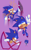 Size: 1200x1928 | Tagged: safe, artist:head---ache, sonic the hedgehog, jumping, mid-air, no outlines, pointing, purple background, running, simple background, smile, solo, super peel-out, tongue out, top surgery scars, trans male, transgender