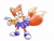 Size: 1280x960 | Tagged: safe, artist:skeletonpendeja, miles "tails" prower, fox, blue shoes, clothes, eyelashes, female, holding something, looking offscreen, miles electric, mouth open, one fang, simple background, sketch, skirt, smile, solo, standing, trans female, transgender, white background