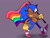 Size: 1280x960 | Tagged: safe, artist:skeletonpendeja, sonic the hedgehog, eyelashes, holding something, looking at viewer, male, pride, pride flag, purple background, shadow (lighting), simple background, smile, solo, top surgery scars, trans male, transgender, walking, wink