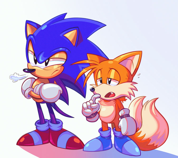 8061 - safe, artist:blitzerhog12, miles tails prower, sonic the hedgehog,  2022, classic sonic, classic tails, duo, looking ahead, pixel art, purple  background, remake, simple background, sonic chaos, sprite, standing 