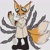 Size: 1050x1050 | Tagged: safe, artist:chaousagi, miles "tails" prower, nine, fox, sonic prime, 2023, blood, blood stain, boots, frown, goggles, goggles on head, grey background, halloween, halloween outfit, lab coat, male, signature, simple background, solo, standing