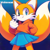 Size: 2048x2048 | Tagged: safe, ai art, artist:mobians.ai, miles "tails" prower, clenched fist, female, gradient background, hoodie, looking down at viewer, prompter:taeko, skirt, smile, solo, standing, trans female, transgender