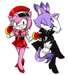 Size: 800x884 | Tagged: safe, artist:garugirosonicshadow, amy rose, blaze the cat, cat, hedgehog, 2014, amy x blaze, cute, female, females only, lesbian, looking at viewer, shipping