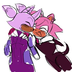Size: 1280x1280 | Tagged: safe, artist:qweiit, amy rose, blaze the cat, cat, hedgehog, 2023, amy x blaze, cute, eyes closed, female, females obly, hands on shoulders, lesbian, shipping