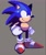Size: 1707x2048 | Tagged: safe, artist:kobatuwu, sonic the hedgehog, 2023, clenched fists, grey background, looking ahead, looking offscreen, pixel art, simple background, smile, solo, sprite, standing