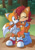 Size: 637x900 | Tagged: safe, artist:darknoiseuk, miles "tails" prower, sally acorn, cute, funny kiss, not shipping, platonic, sally's vest and boots
