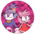Size: 768x768 | Tagged: safe, artist:guiltypandas, amy rose, blaze the cat, cat, hedgehog, 2021, amy x blaze, amy's halterneck dress, blaze's tailcoat, blushing, clothes, cute, dress, female, females only, hearts, holding hands, lesbian, looking at each other, mouth open, shipping