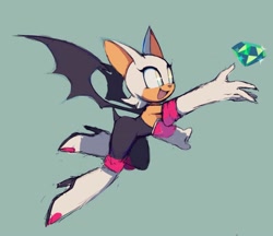 Size: 2000x1727 | Tagged: safe, artist:motobugg, rouge the bat, chaos emerald, eyes on the prize, flying, rouge's heart top