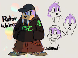 Size: 672x504 | Tagged: safe, artist:blueberry-chick, rotor walrus, baseball cap, hoodie